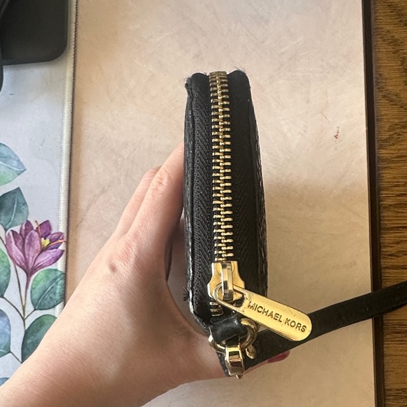 Michael Kors Black Textured Wristlet with Gold Accents - Picture 7 of 11